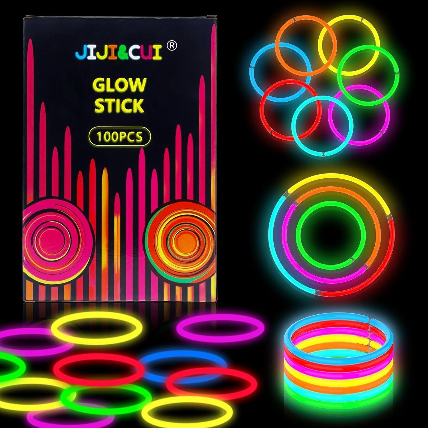 Neon Leuchtstäbe Party 100 Stück Set Glow Sticks Kinder Erwachsene