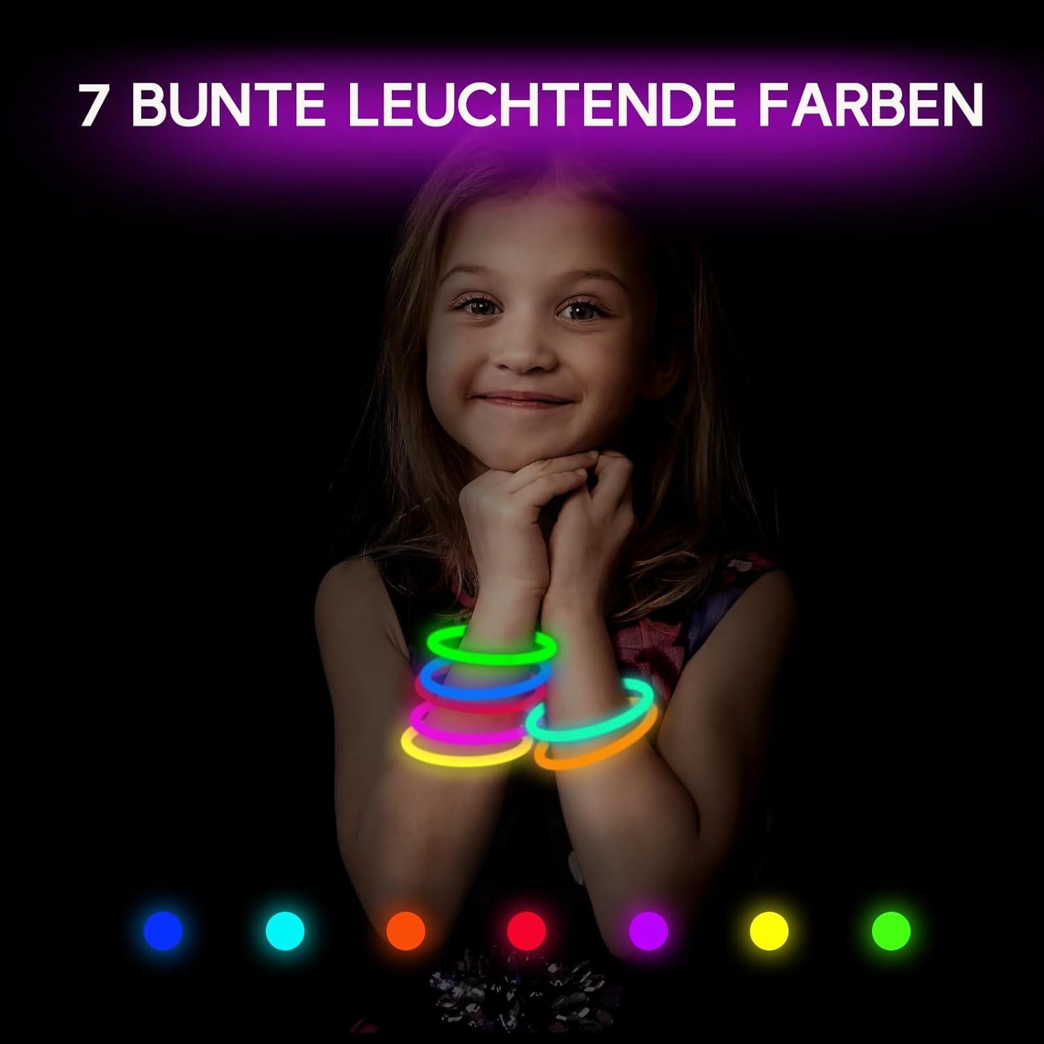 Neon Knicklichter Set 100 Leuchtstäbe Party Pack Leuchtspielzeug Kinder
