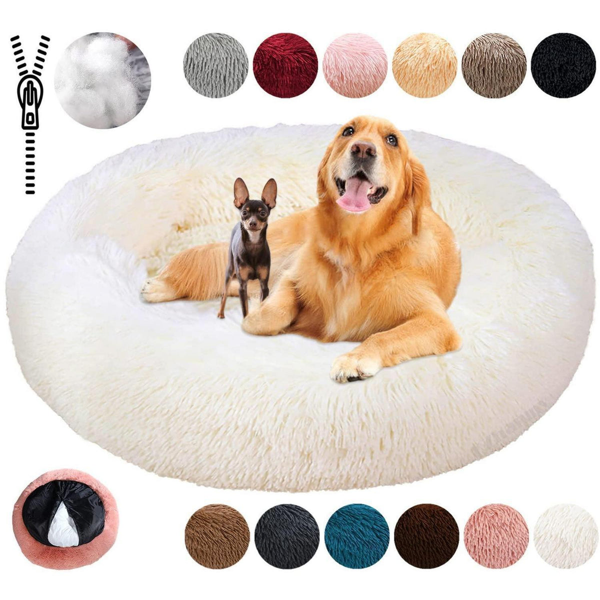 Rundes Hundebett Flauschig Donut – Bequemes Hundesofa 3XL