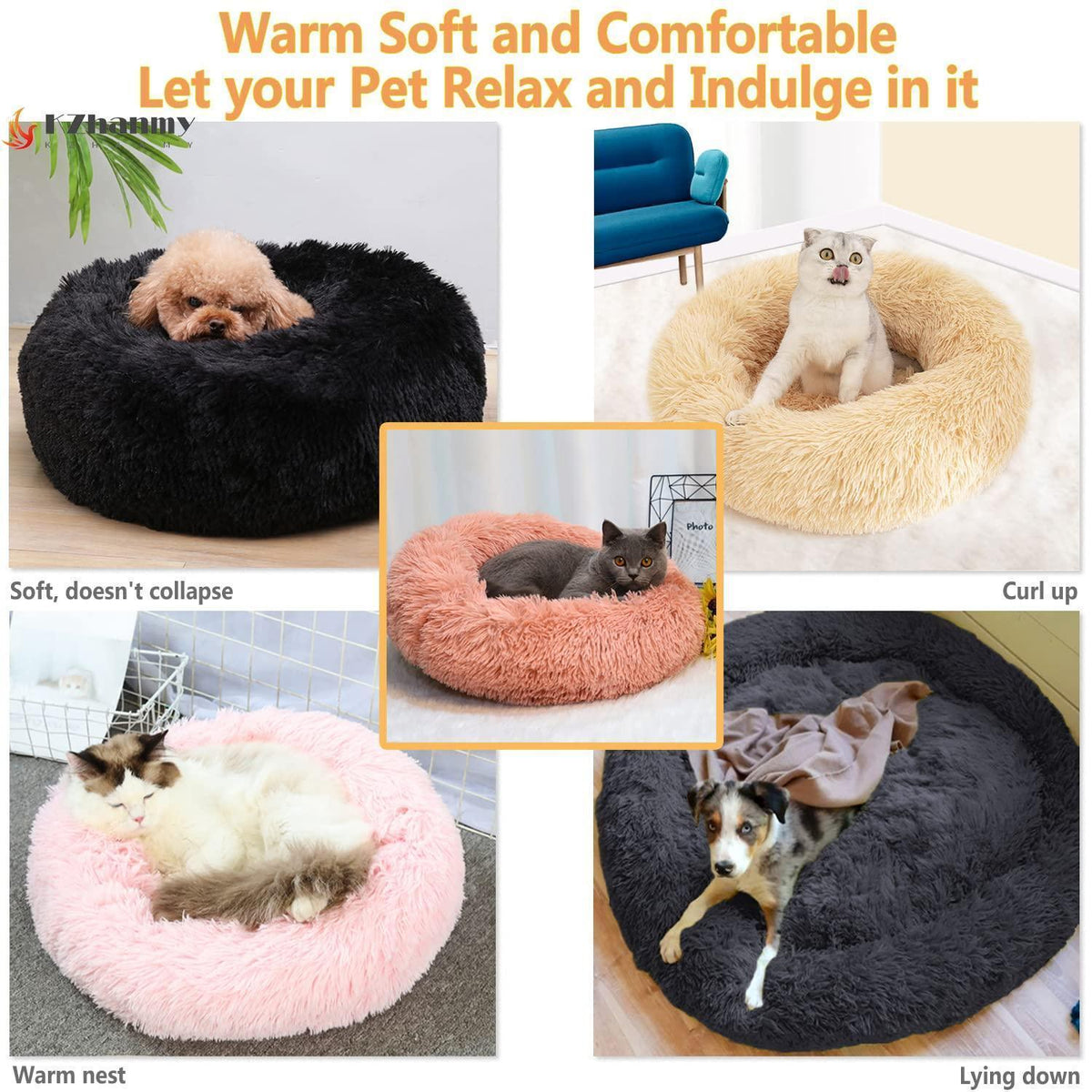 Rundes Hundebett Flauschig Donut – Bequemes Hundesofa 3XL Pink