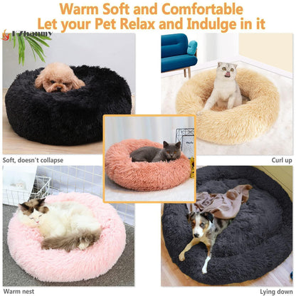Rundes Hundebett Flauschig Donut – Bequemes Hundesofa 3XL Pink