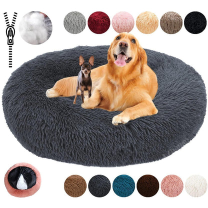 Rundes Hundebett Flauschig Donut – Bequemes Hundesofa 3XL Grau