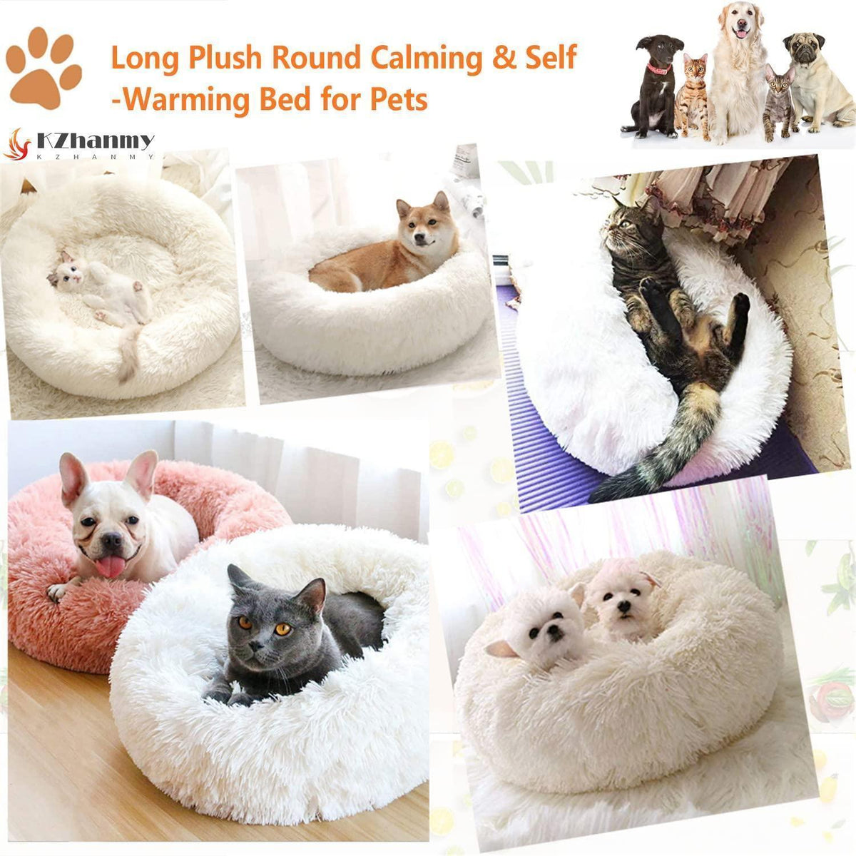 Rundes Hundebett Flauschig Donut – Bequemes Hundesofa in 12 Farben