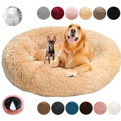 Rundes Hundebett Flauschig Donut – Bequemes Hundesofa 3XL Beige