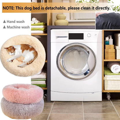 Rundes Hundebett Flauschig Donut – Bequemes Hundesofa 3XL Beige