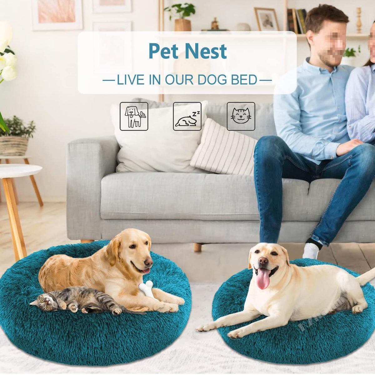 Rundes Hundebett Flauschig Donut – Bequemes Hundesofa 3XL