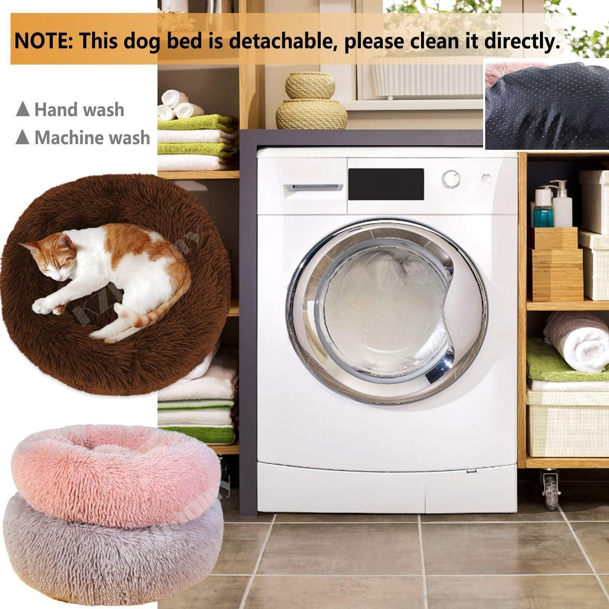 Rundes Hundebett Flauschig Donut – Bequemes Hundesofa 3XL Dunkelbraun