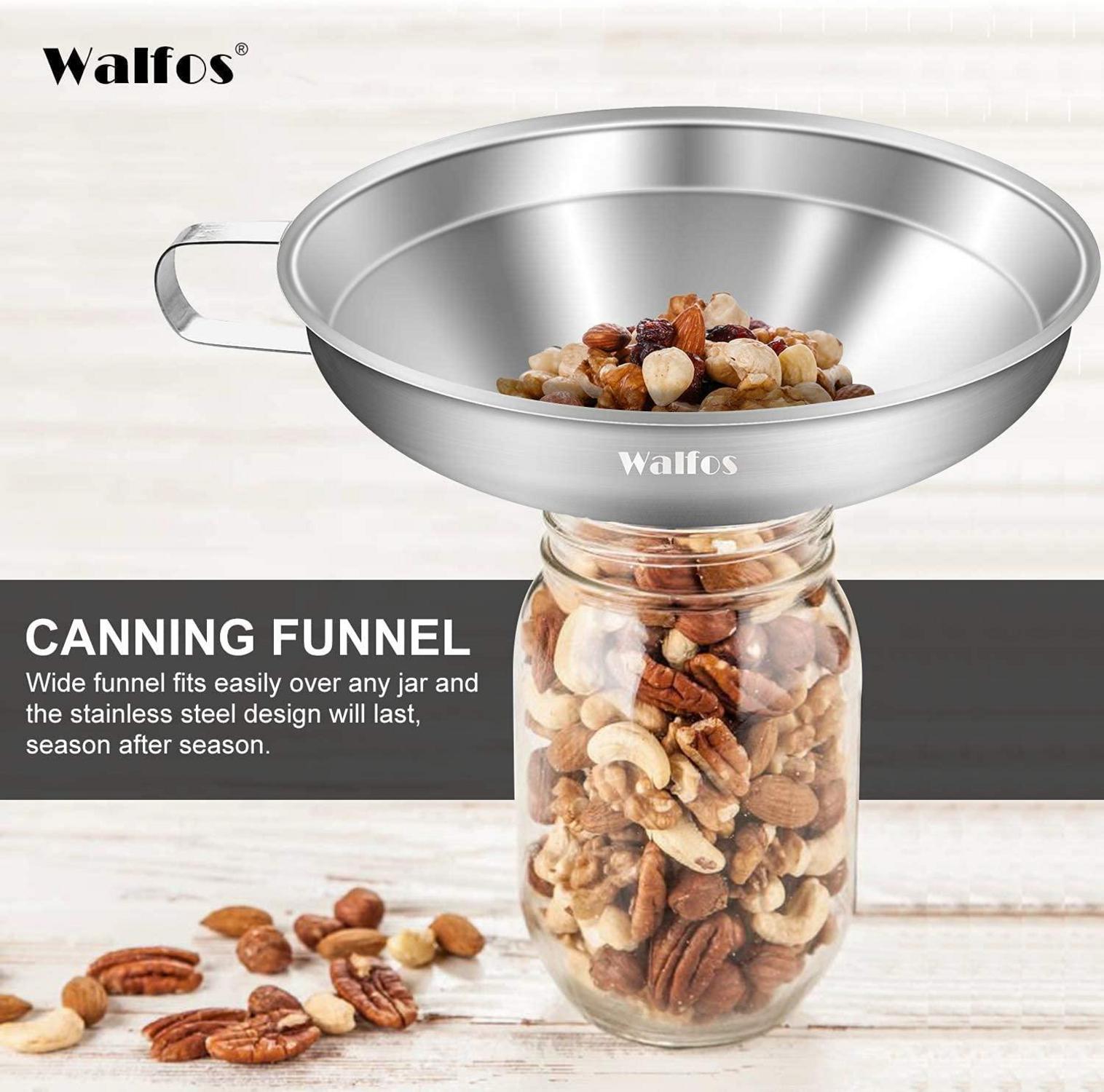 Walfos Edelstahl Trichter Set Marmeladentrichter große Öffnung 4.4cm 3,8cm