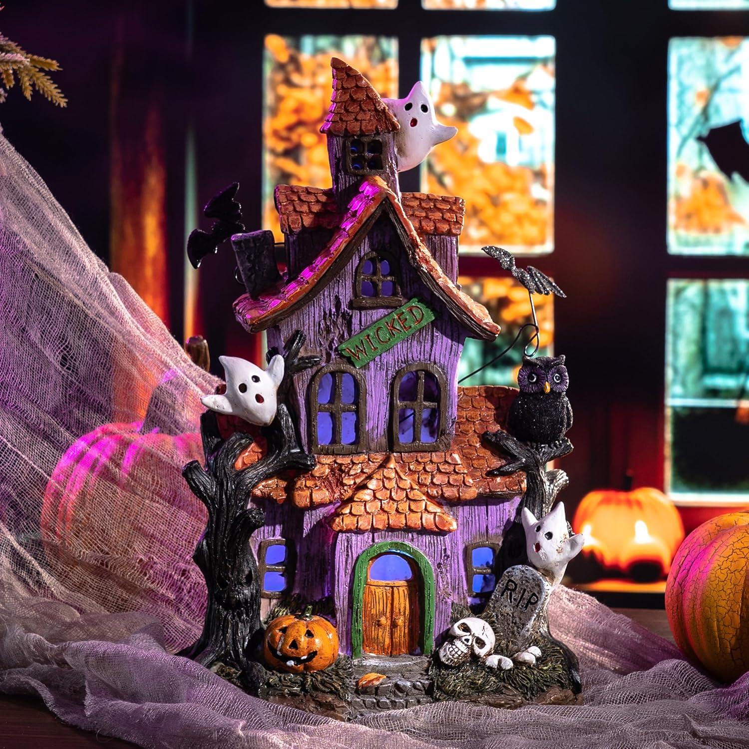 Halloween Dekoration LED Kunstharz Figuren Hausstatuen 29.5cm