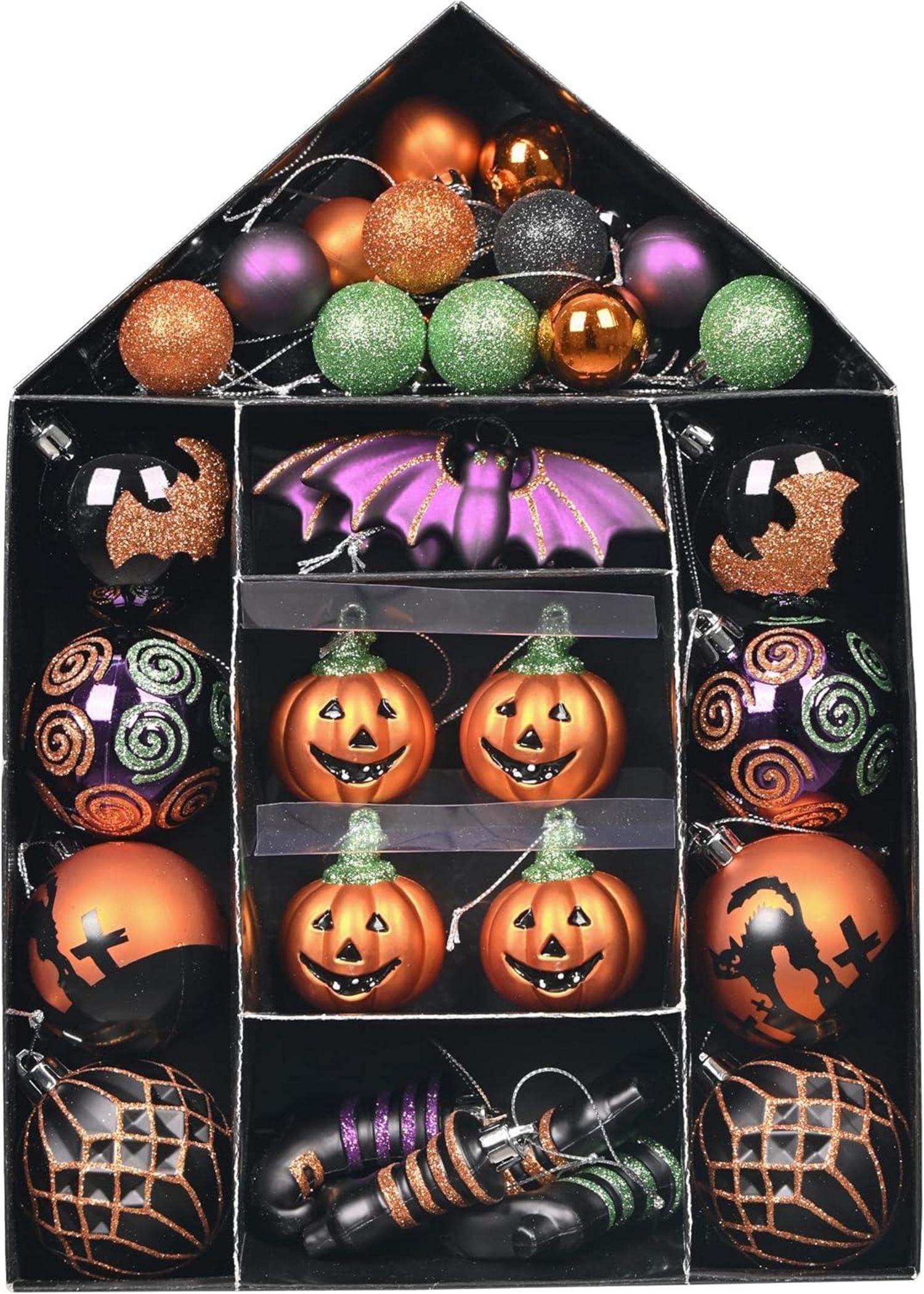 40er Set Halloween Kugeln Kürbis Deko Baumhänger bruchsicher