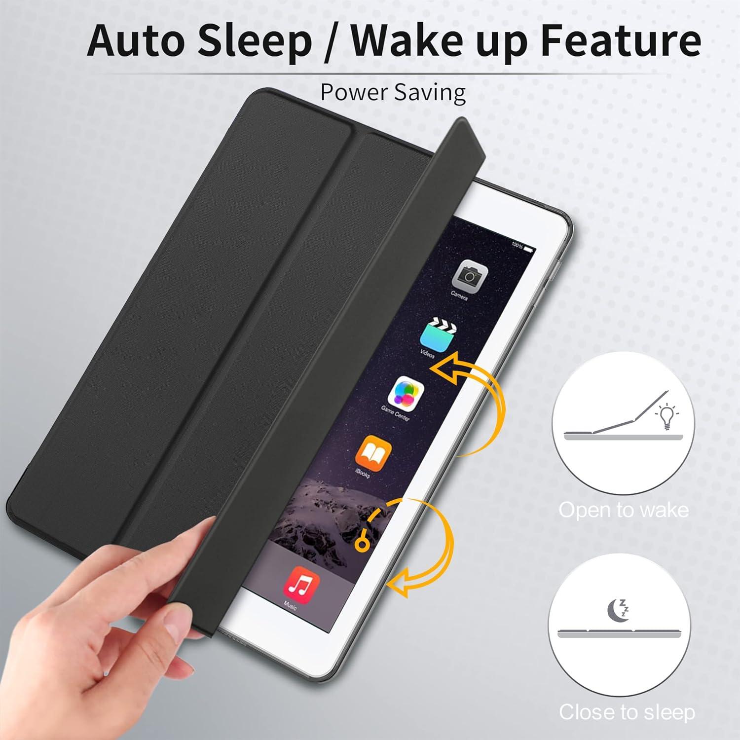 EasyAcc iPad Air 2 Hülle Ultra Dünn Schwarz Magnetic Standfunktion