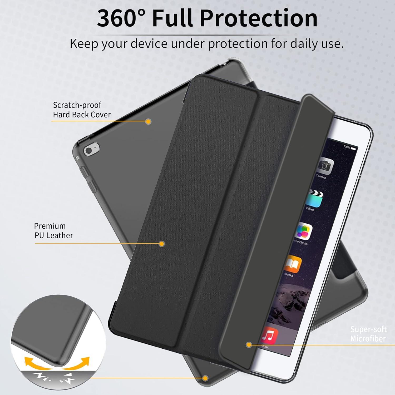 EasyAcc iPad Air 2 Hülle Ultra Dünn Matt Rückseite Schwarz