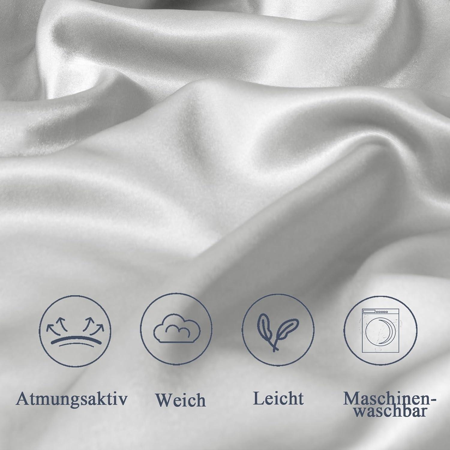 Satin Kissenbezug 80x80 2er Set Seidenkissen mit Reißverschluss