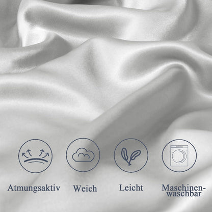 Satin Kissenbezug 80x80 2er Set Seidenkissen mit Reißverschluss