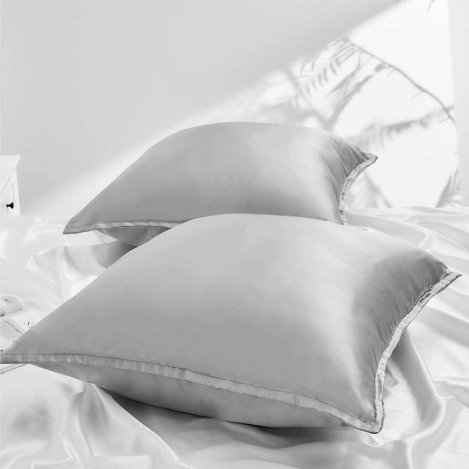 Satin Kissenbezug 80x80 2er Set Seidenkissen mit Reißverschluss