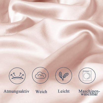 2er Set Satin Kissenbezug 80x80 Rosa Reißverschluss Seidenkissenbezug