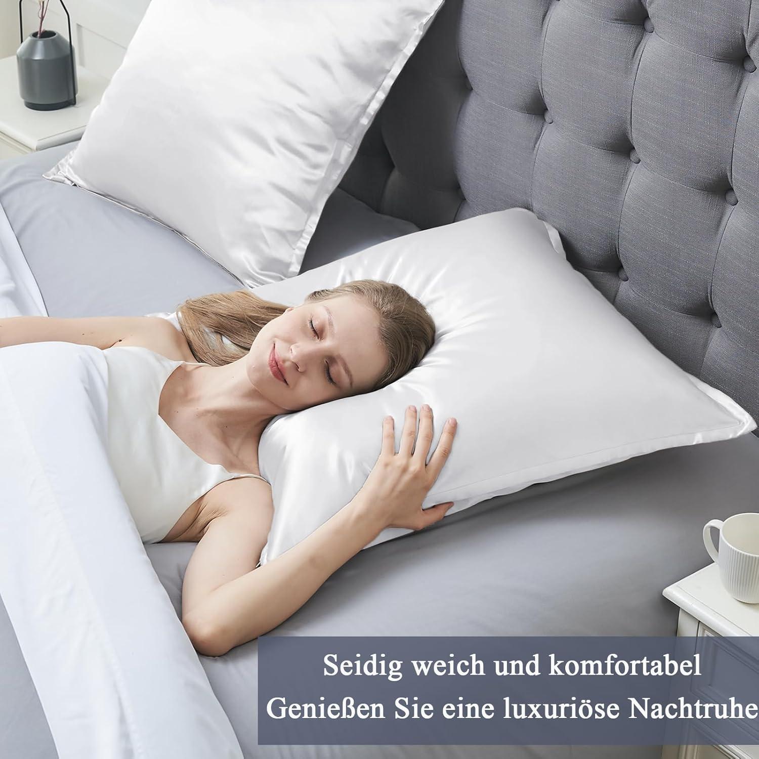 Satin Kissenbezug 80x80 2er Set Weich Silk Pillowcase