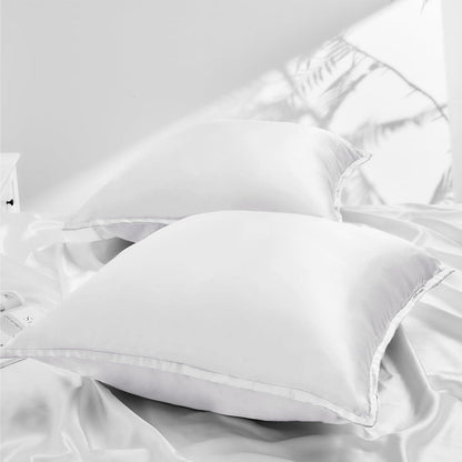 Satin Kissenbezug 80x80 2er Set Weiß Weich Seidenkissenbezug Curly Haar