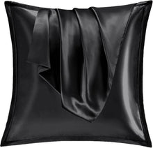Satin Kissenbezug 80x80 2er Set Schwarz Kopfkissenbezug