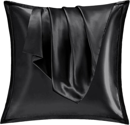 Satin Kissenbezug 80x80 2er Set Schwarz Kopfkissenbezug