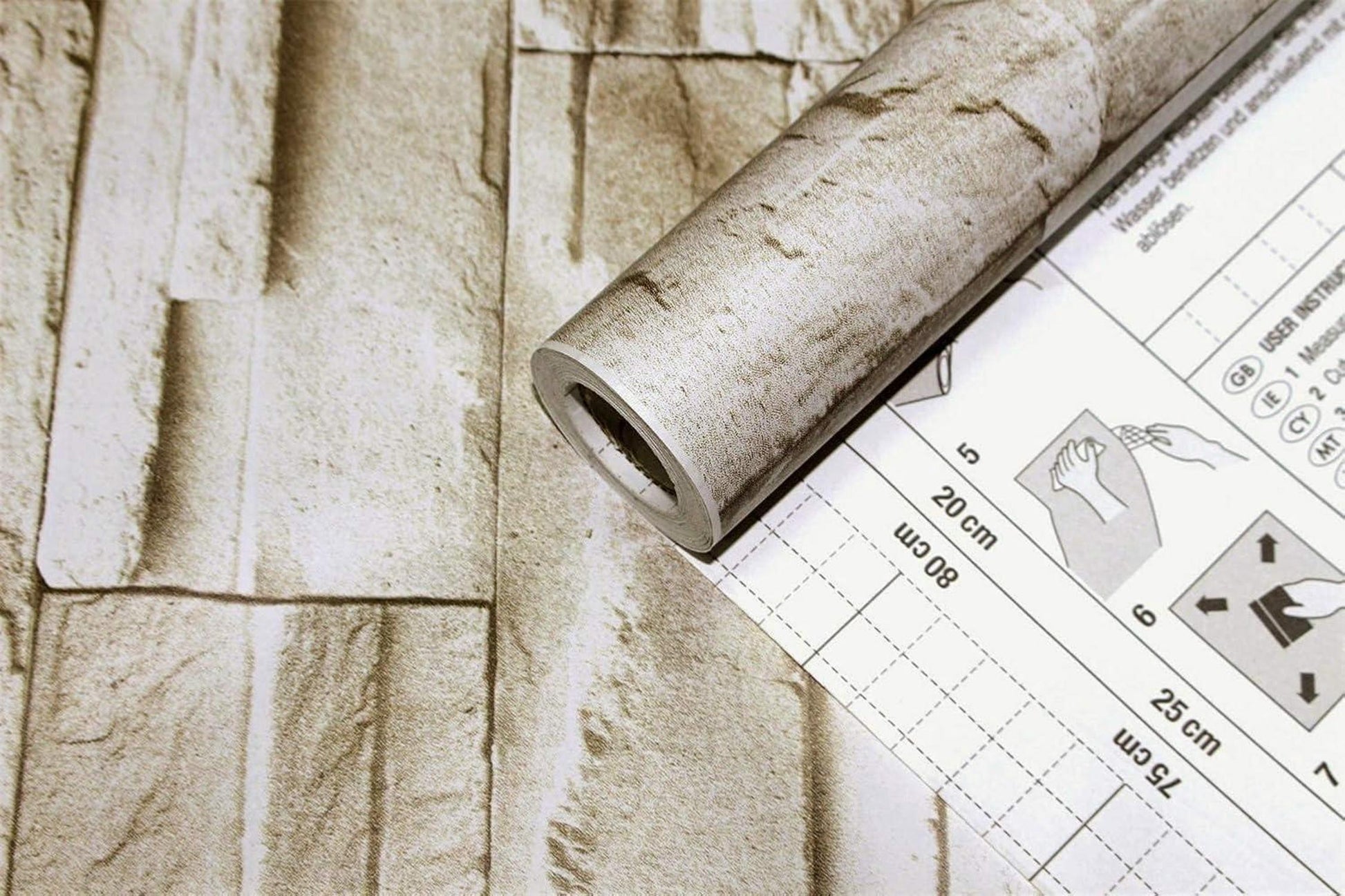 Selbstklebende Tapete Backstein Vintage Stein Ziegel 45x300cm Beige
