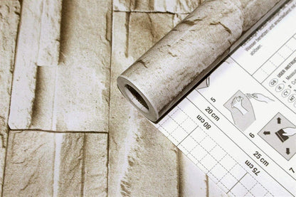 Selbstklebende Tapete Backstein Vintage Stein Ziegel 45x300cm Beige