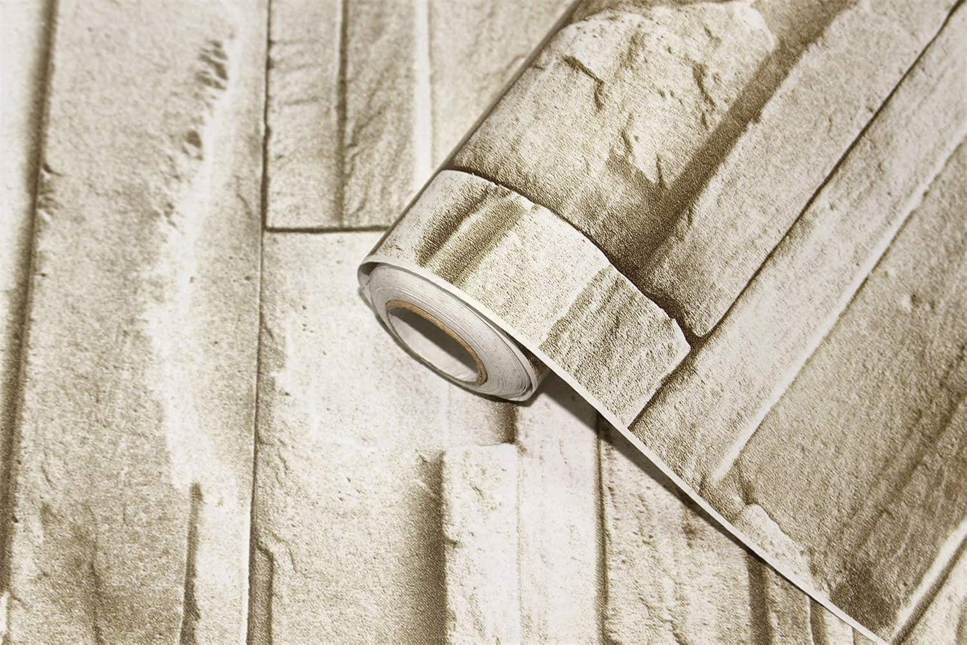 Selbstklebende Ziegel Tapete Vintage Backstein 45x300cm Beige