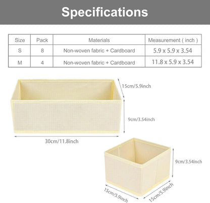 DIMJ 12er Aufbewahrungsboxen für Vlies Schublade faltbar