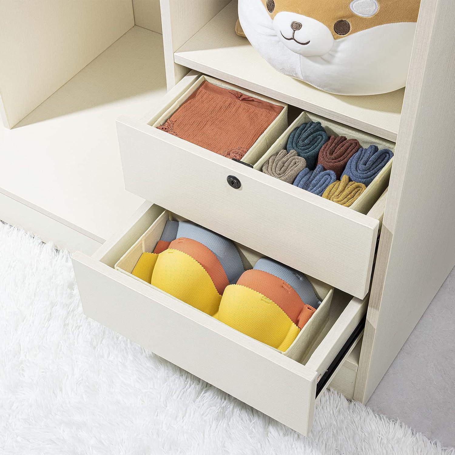 12 Aufbewahrungsboxen Vlies Schublade faltbar atmungsaktiv BHs Socken Krawatten Beige