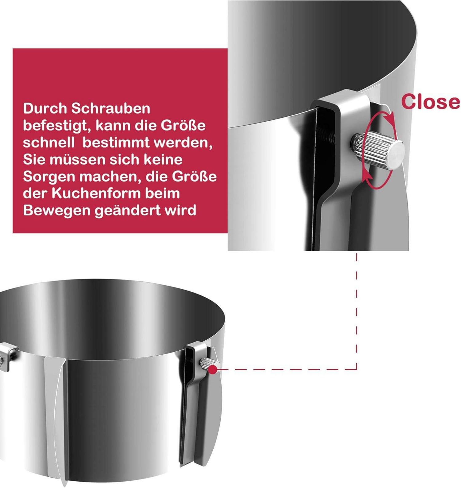 Verdickter Edelstahl Tortenring verstellbar Ø16-Ø30cm