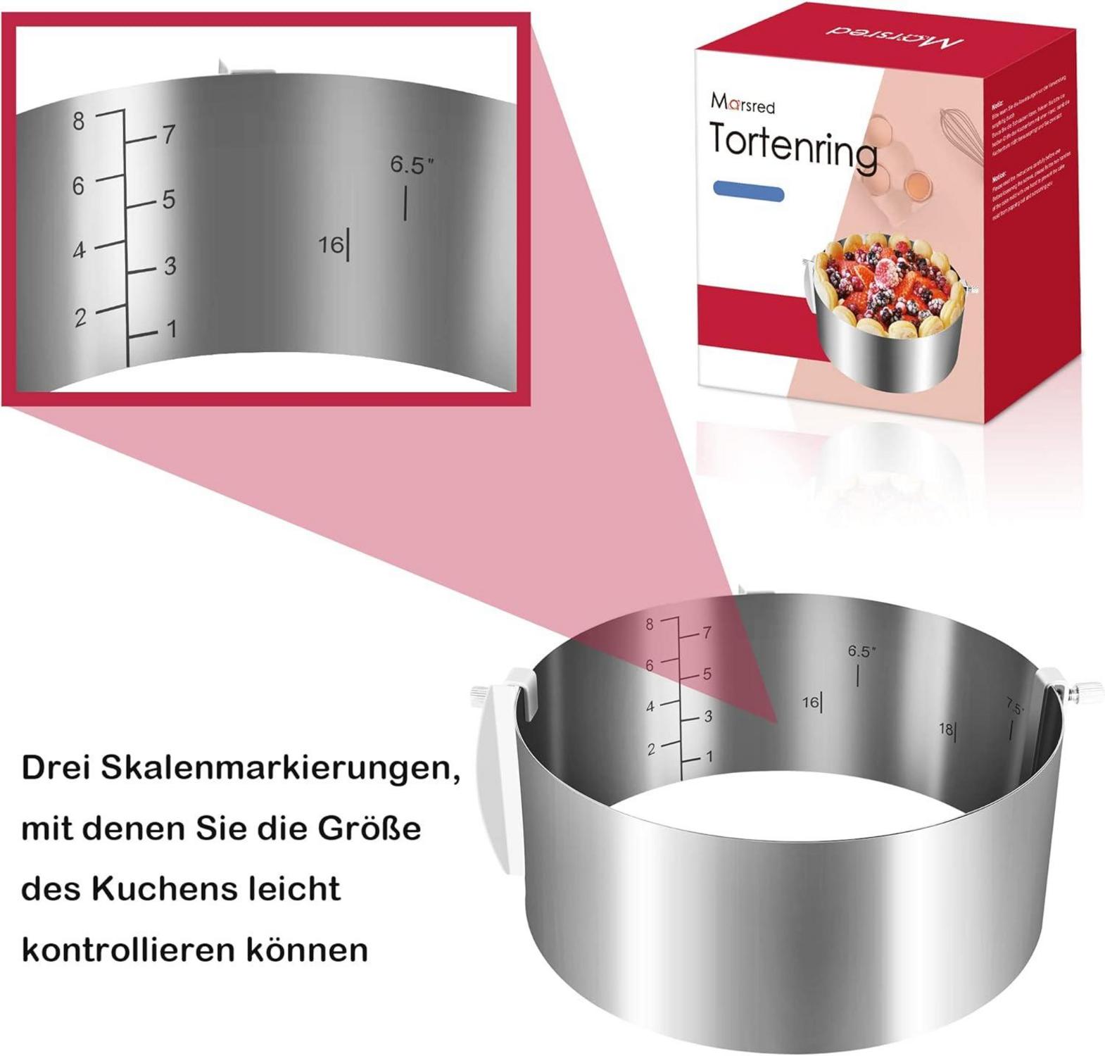 Verstellbarer Tortenring 8,5 cm Edelstahl Backform mit Skala