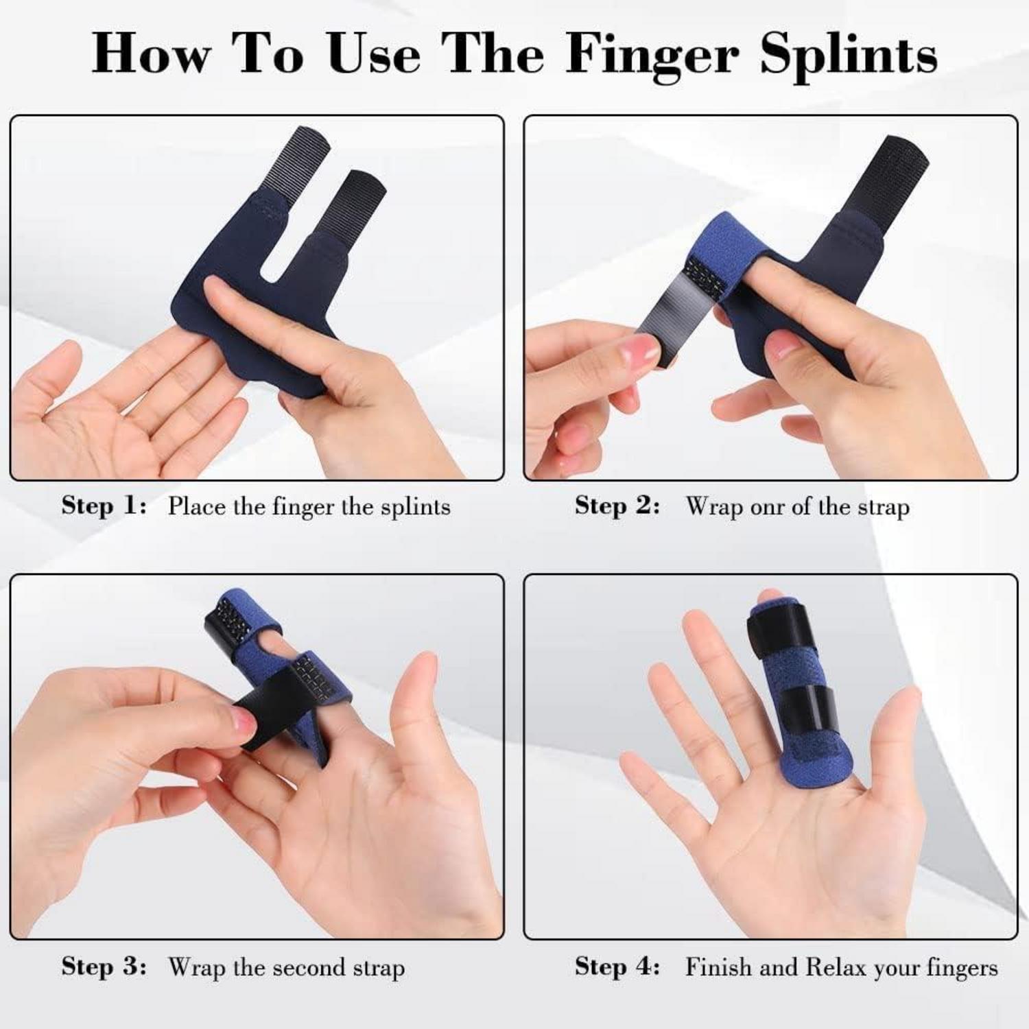 Fingerschiene 2er Set Stabilisator Blau für Arthritis Schmerzlinderung