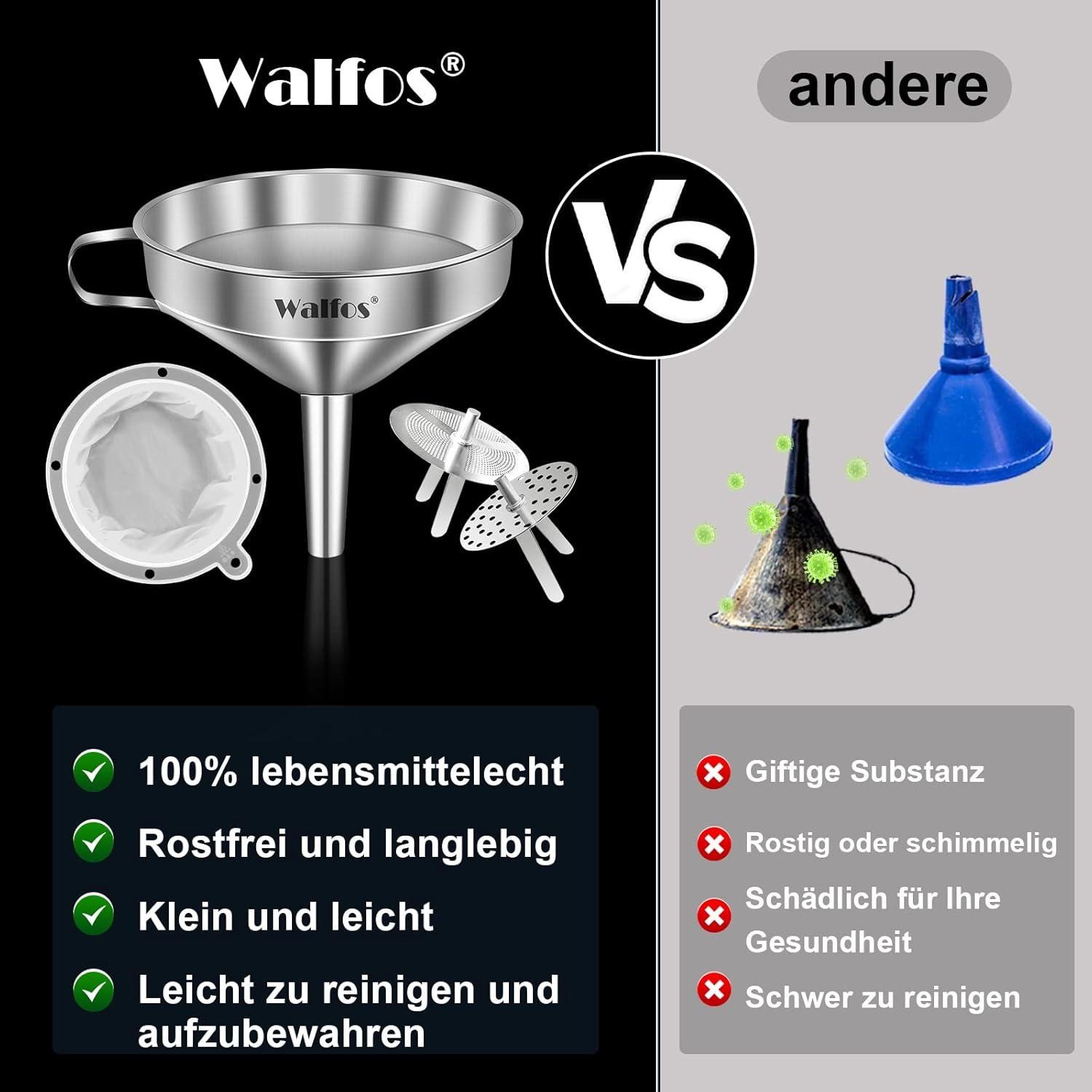 Walfos Trichter edelstahl 13 cm mit Sieben und