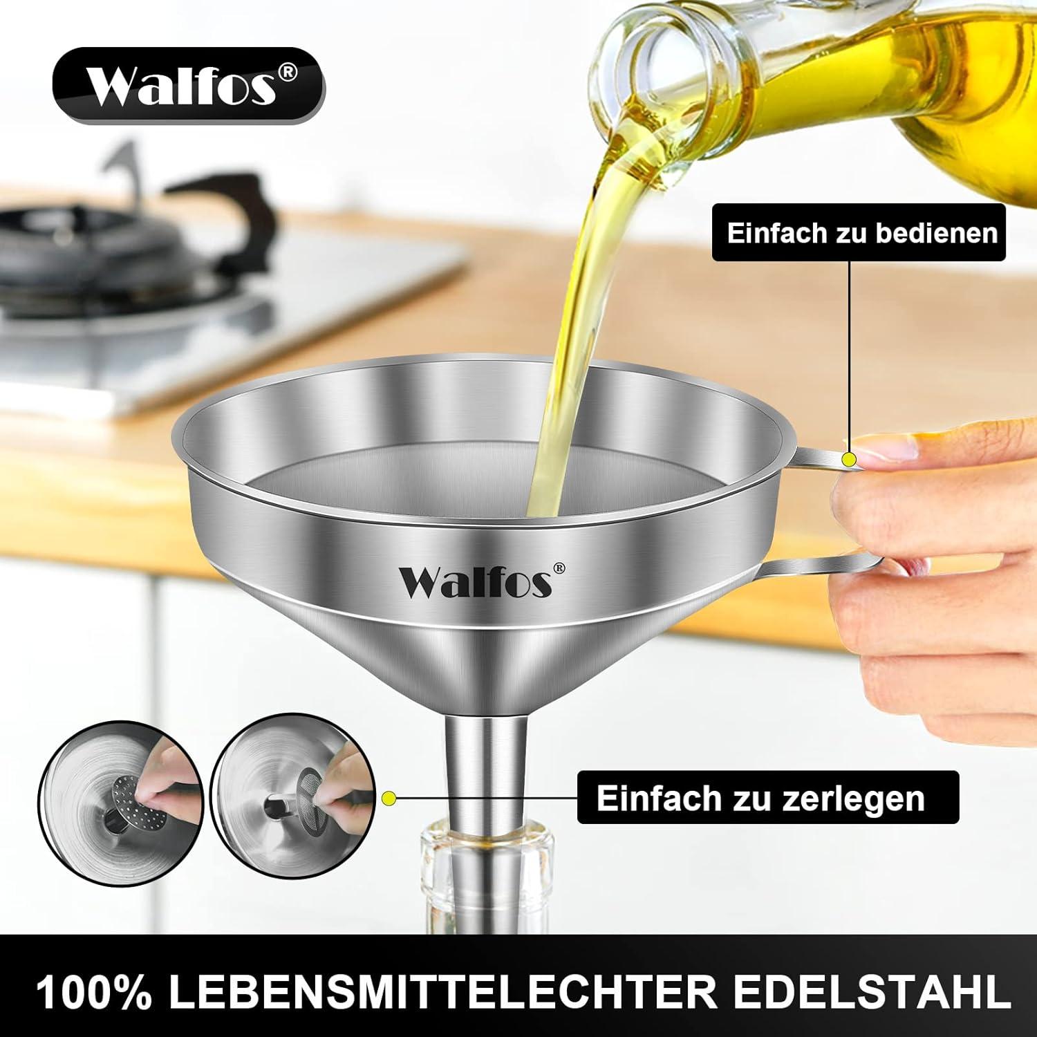 Walfos Trichter Edelstahl mit Sieben & Reinigungsbürste 200 Mesh
