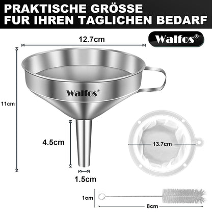 Trichter edelstahl mit abnehmbaren Sieben & Reinigungsbürste, 200 Mesh