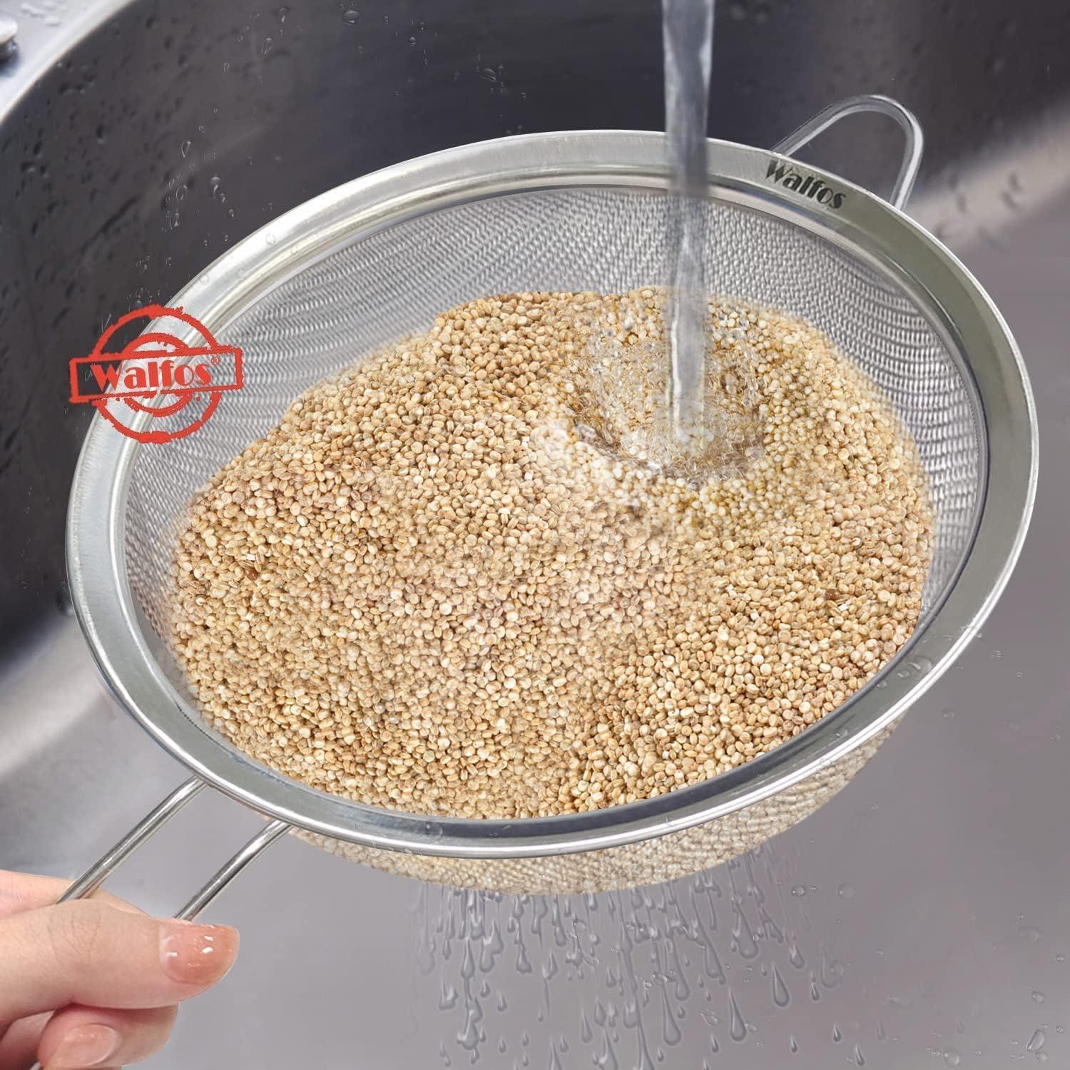 Feinmaschsieb-Set Premium Edelstahlsieb stabil Griff Gemüse Pasta Tee