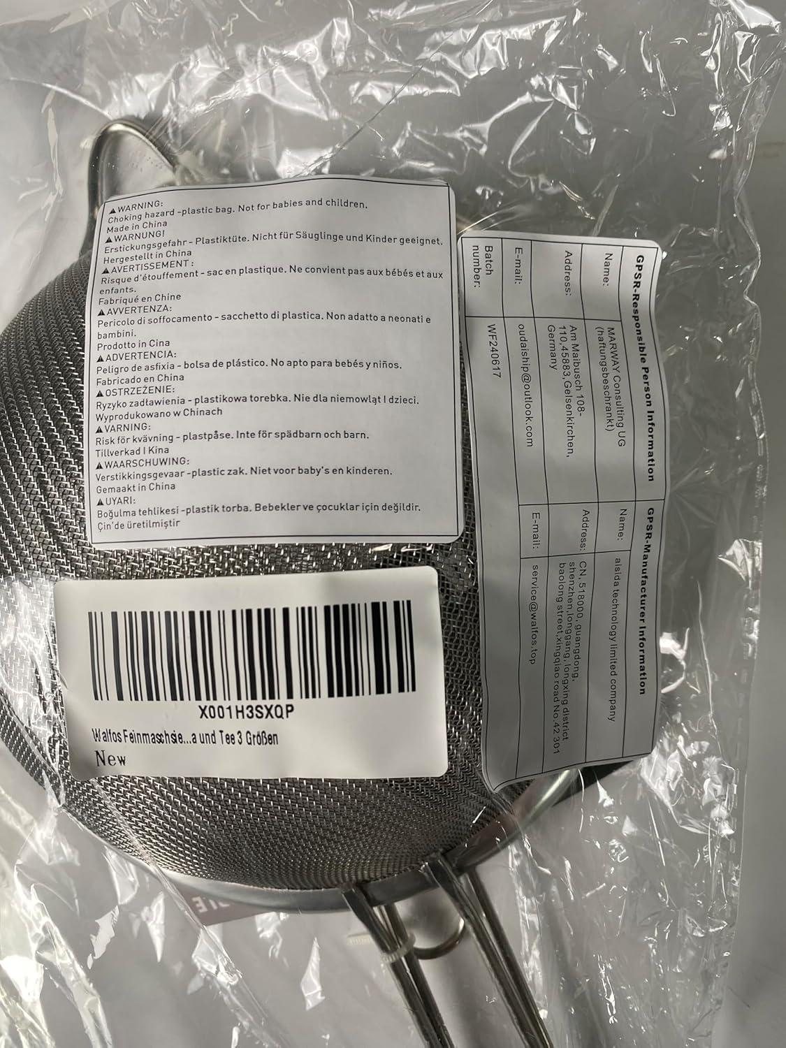 Walfos Feinmaschsieb-Set Premium-Edelstahl 3 Größen