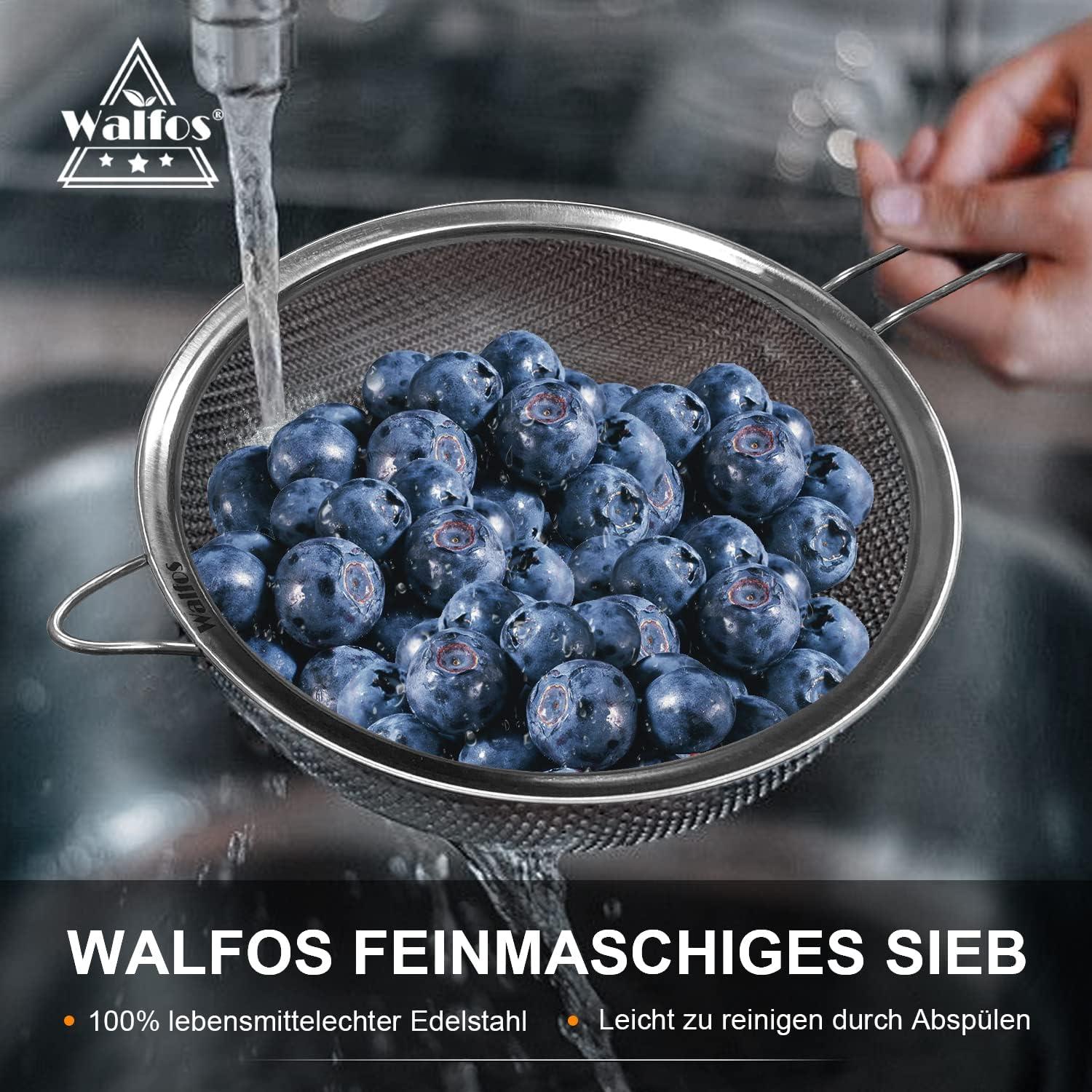 Walfos Feinmaschsieb Edelstahl Griff Sieb Abseihen Gemüse Pasta Tee 20cm