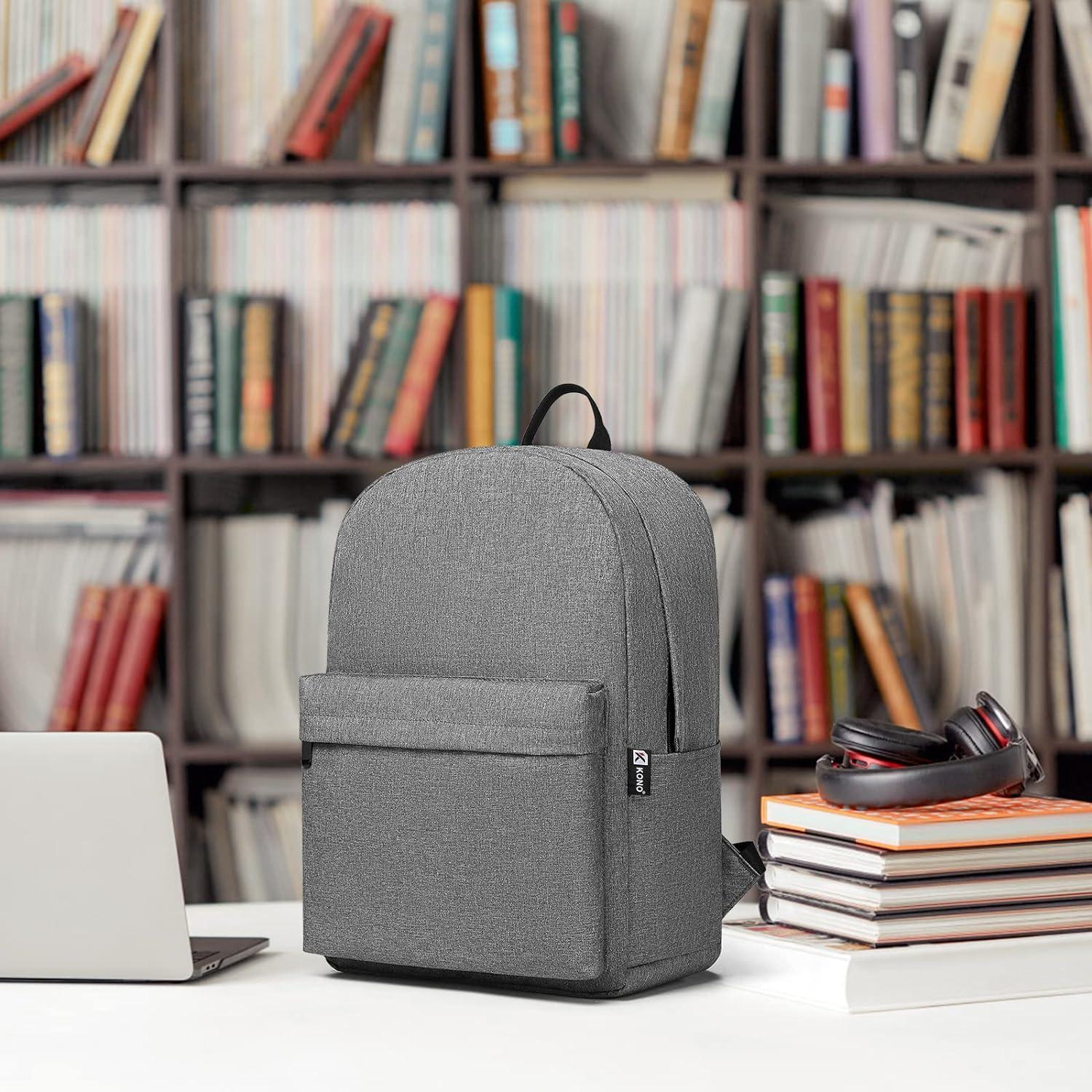 Leichter Schulrucksack für Jungen und Mädchen 15,4-Zoll-Laptop Grau