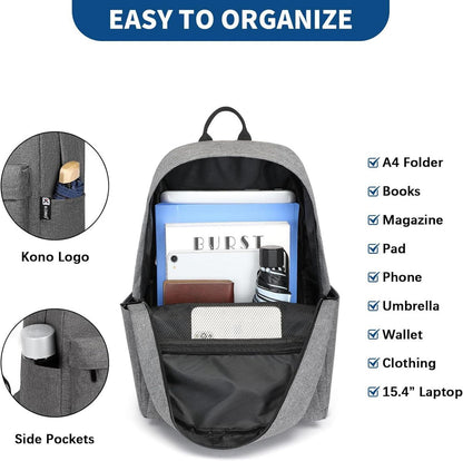 Leichter Schulrucksack für 15,4-Zoll-Laptop in Grau