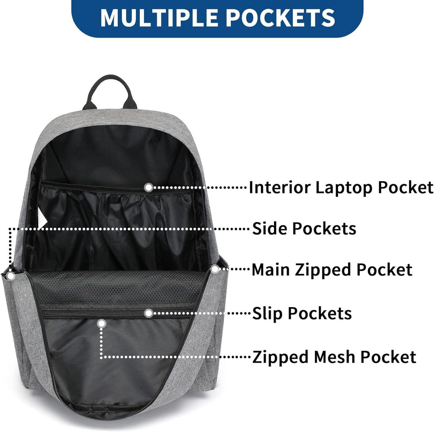 Leichter Schulrucksack für Jungen und Mädchen 15,4 Zoll Grau