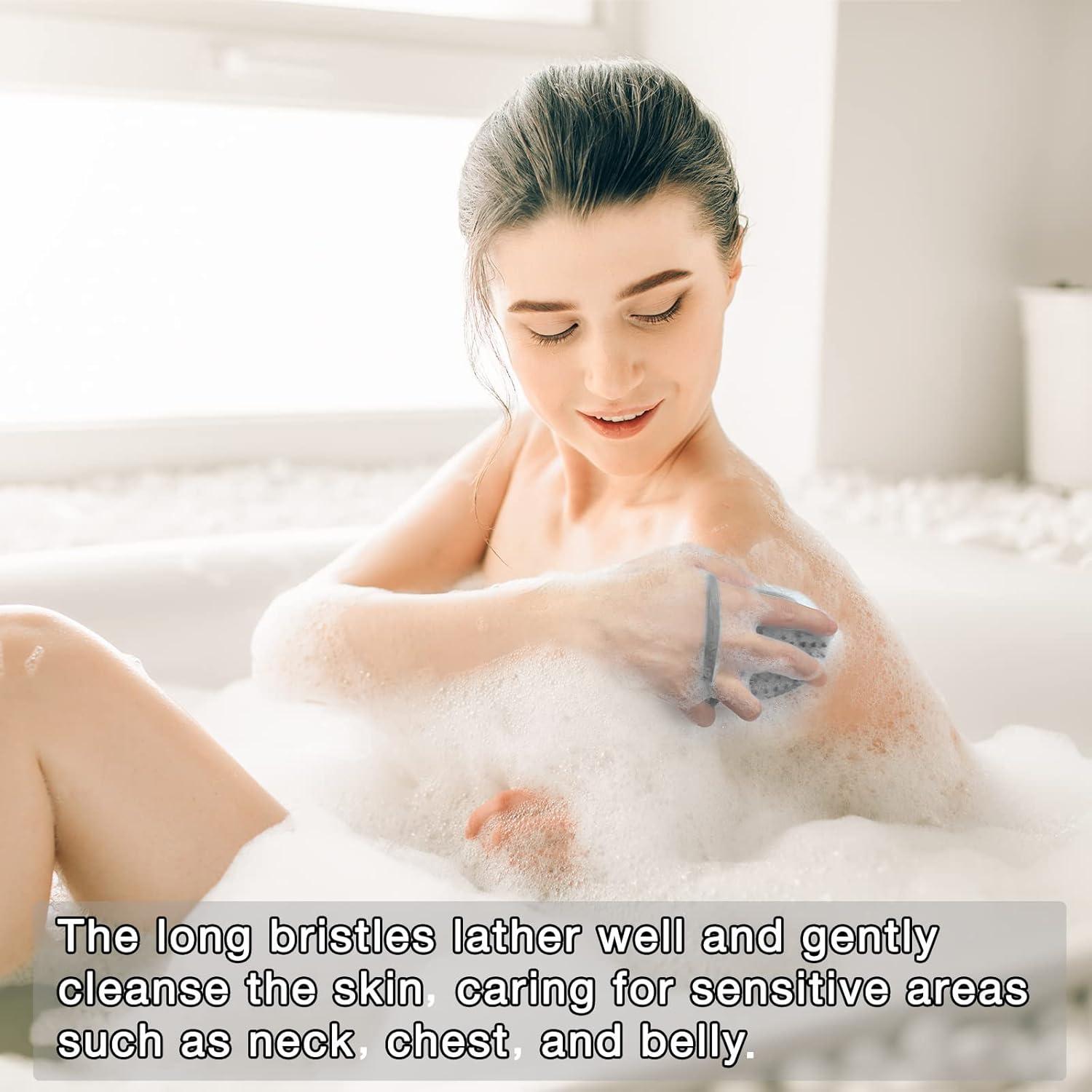 Hience Körperbürste aus Silikon für Peeling und Massage, Rutschfeste Schlaufe, Grau