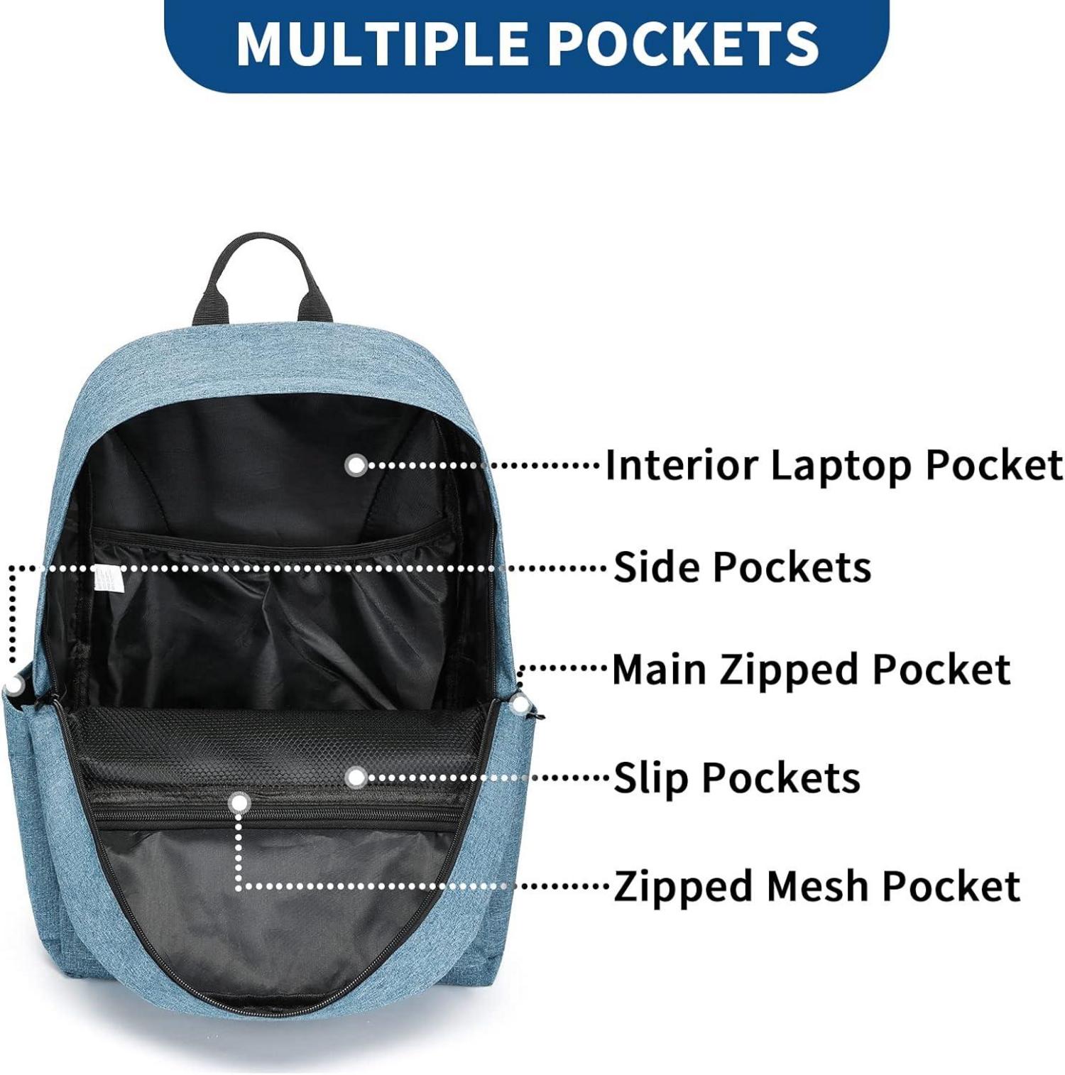 Schulrucksack 15,4-Zoll-Laptop Blau, leicht und stilvoll