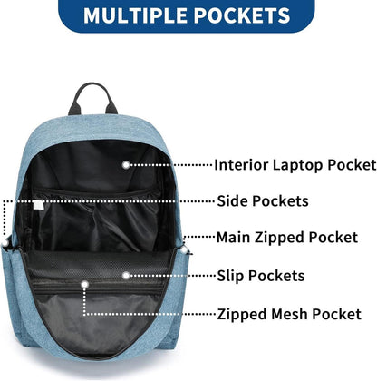 Schulrucksack 15,4-Zoll-Laptop Blau, leicht und stilvoll