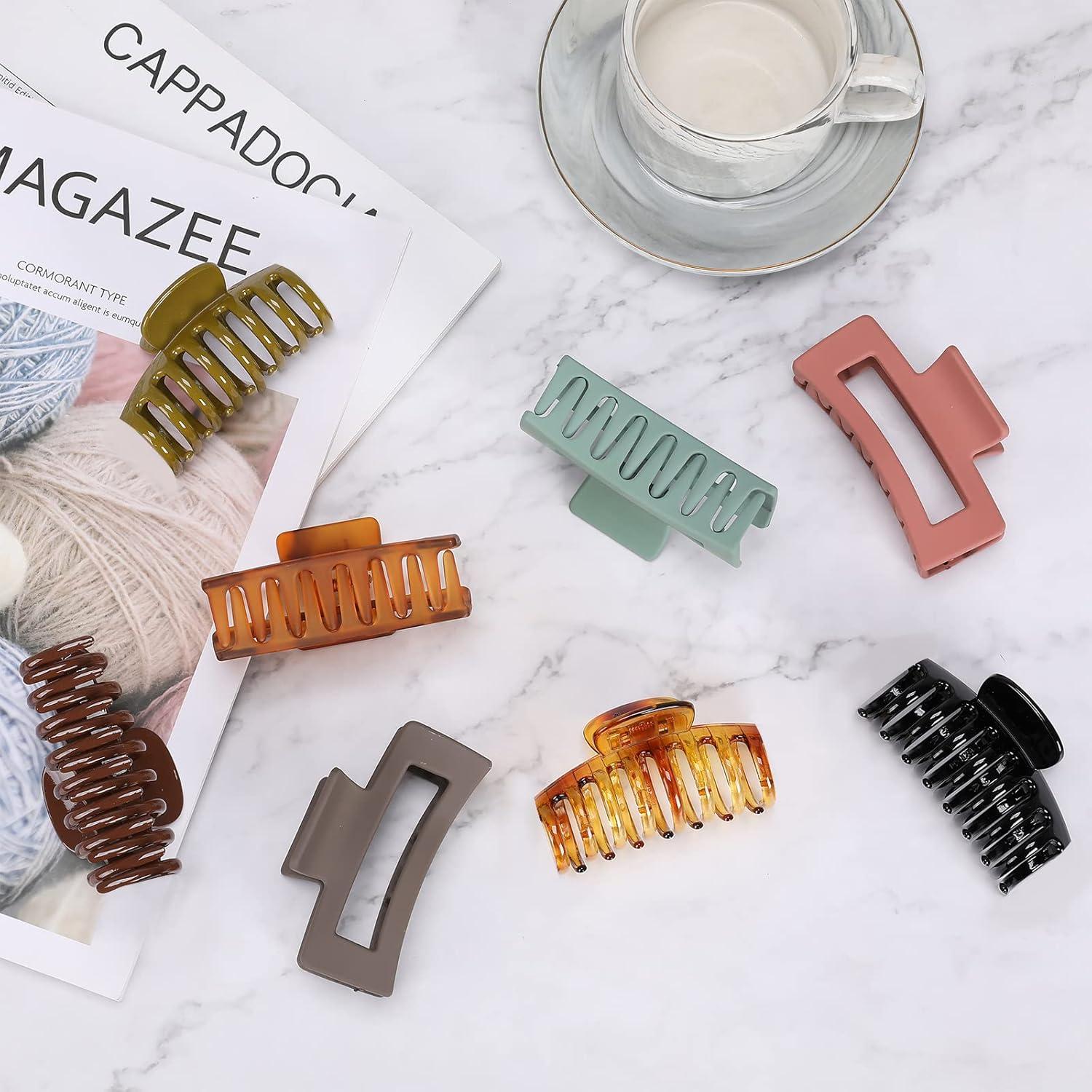 8er Set Große Haarklammer 8cm für dickes Haar - Rutschfestes Jaw Clips