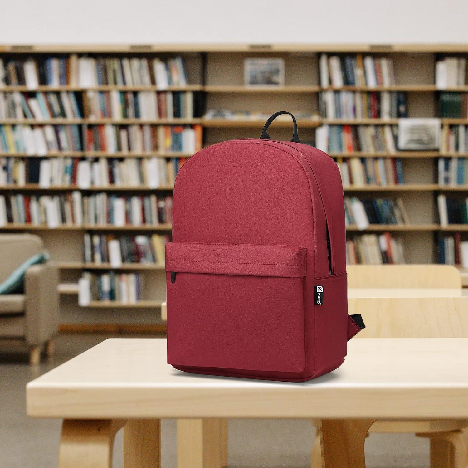 Schulrucksack Leichter Tagesrucksack für 15,4-Zoll Laptop Rot