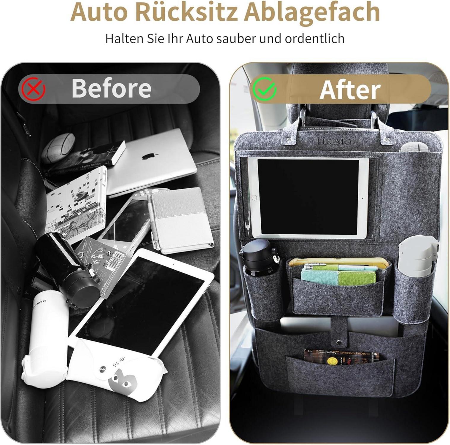 Auto Rückenlehnenschutz Organizer Tablet Aufbewahrung Grau