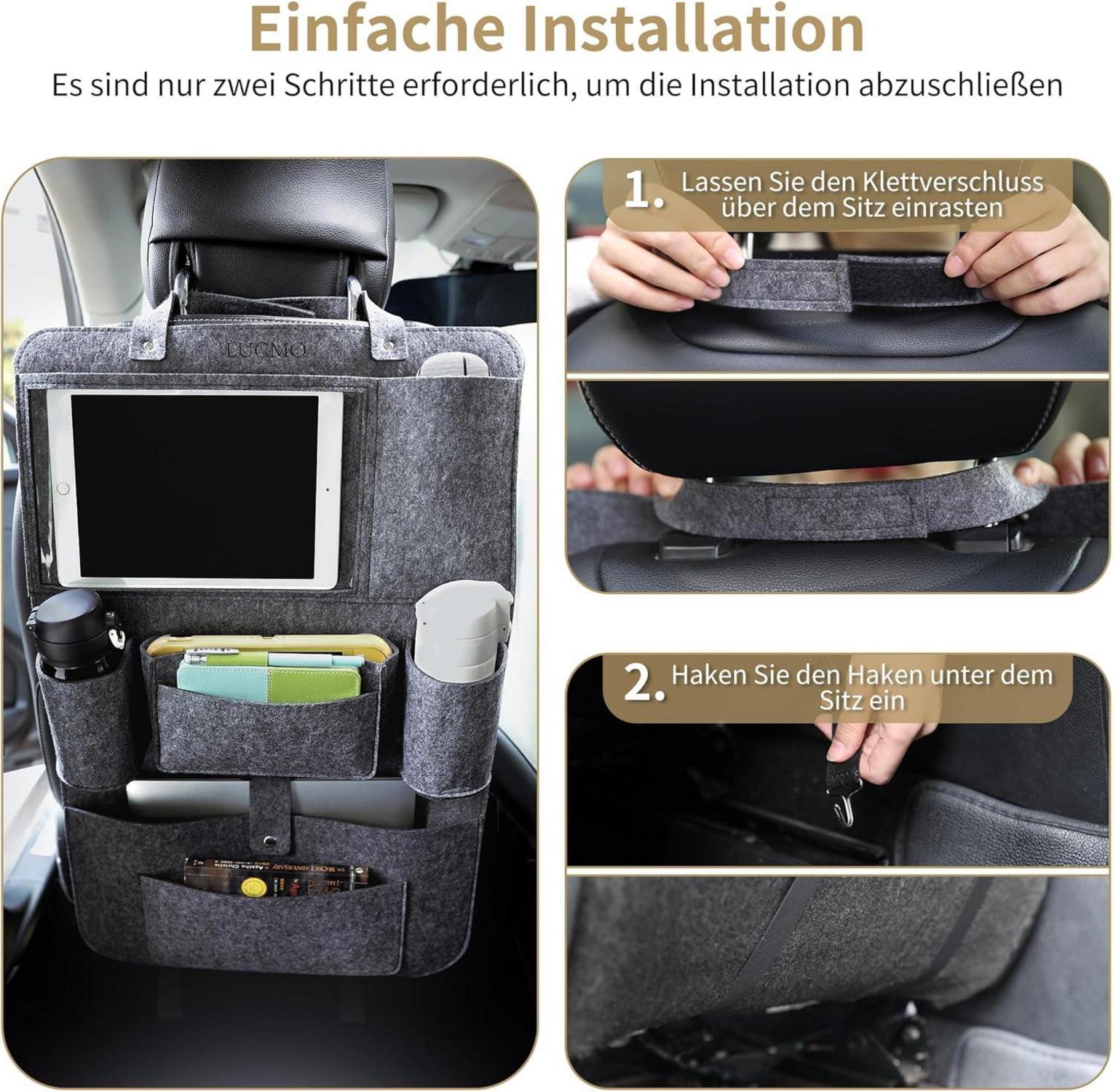 Auto Rückenlehnenschutz Organizer für Tablet/Telefon Grau wasserdicht