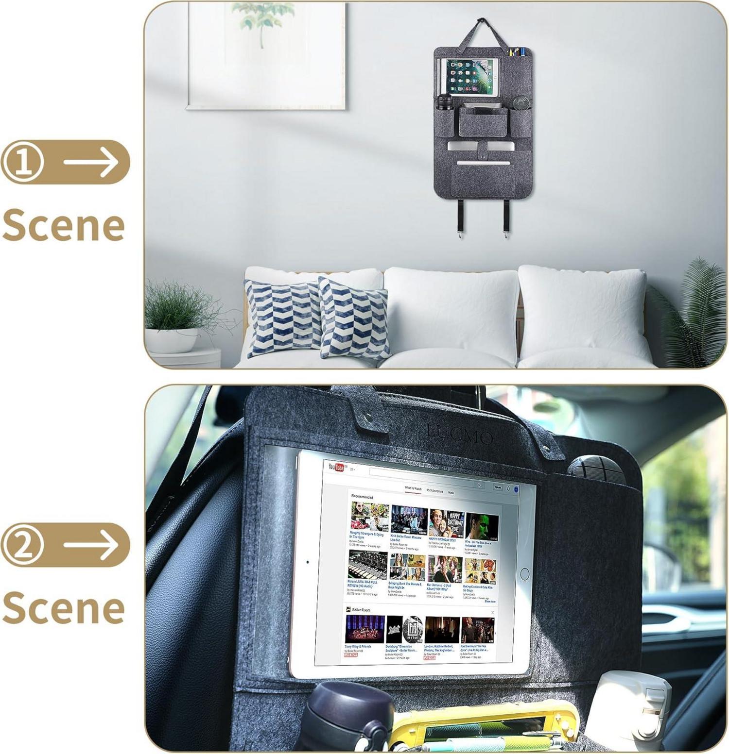 Auto Rückenlehnenschutz Organizer Tablet Aufbewahrung Grau
