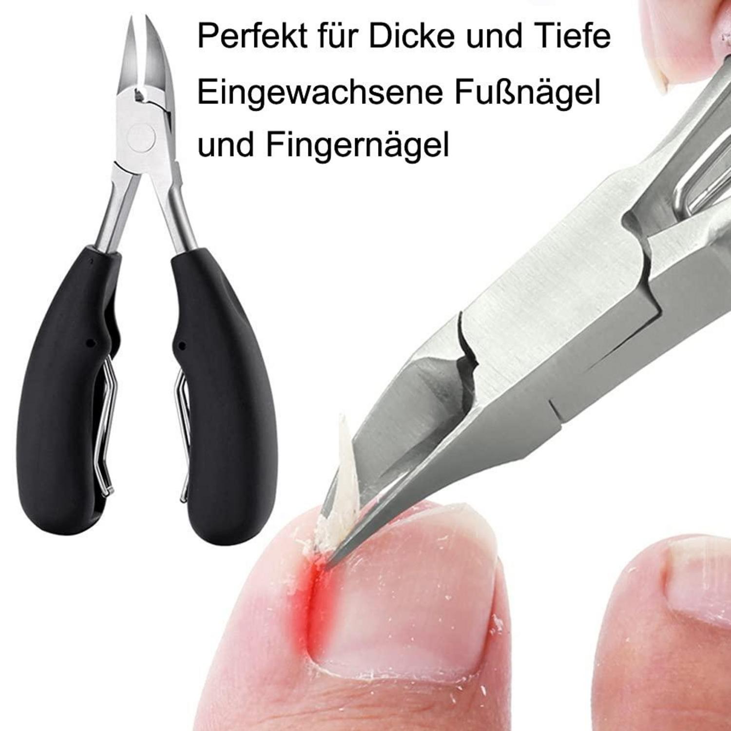 2er Set Nagelzange Edelstahl Präzision Fußnagel Knipser Schwarz